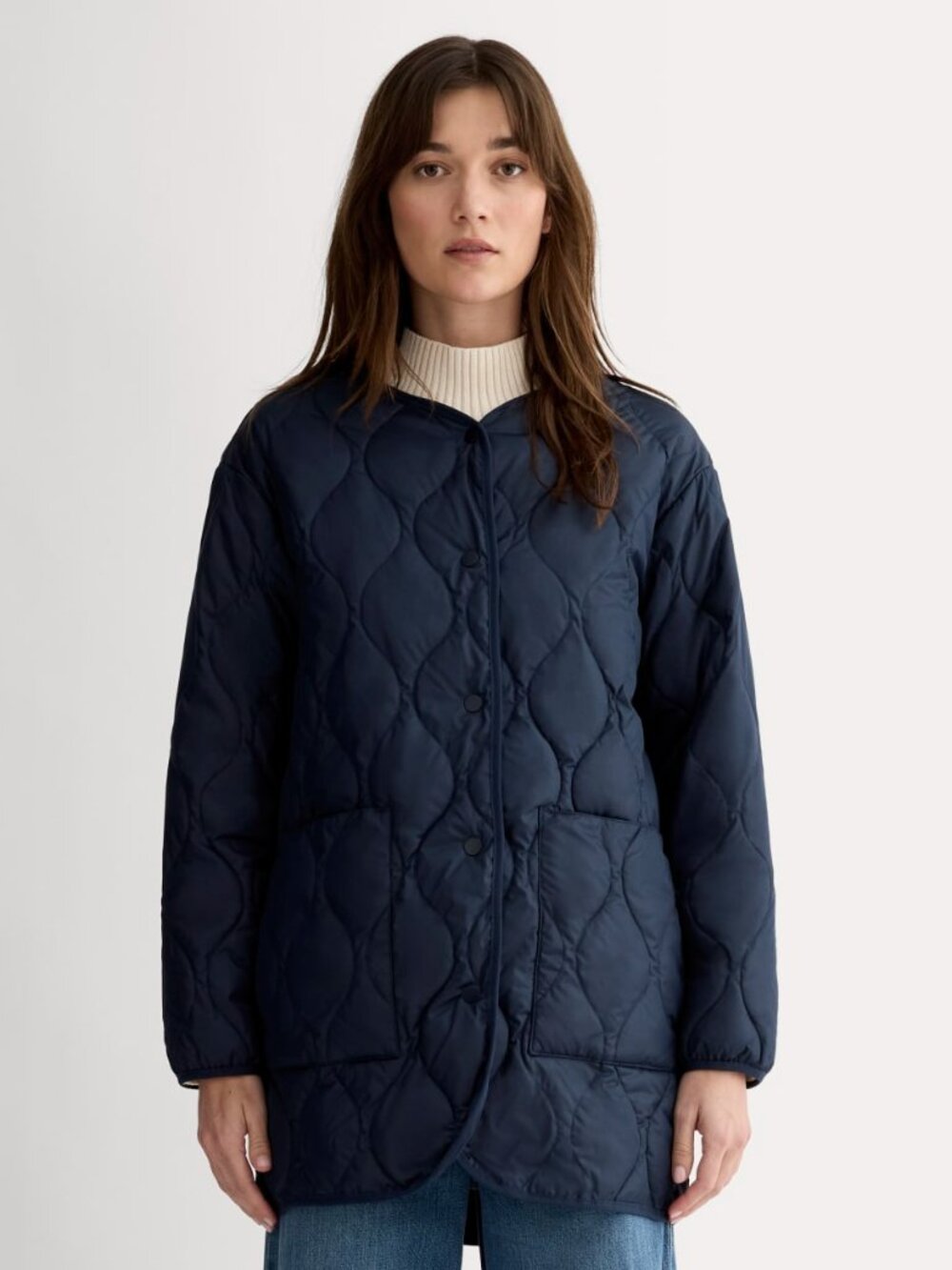 EVERLANE QUILTED LINER JACKET NAVY SMALL